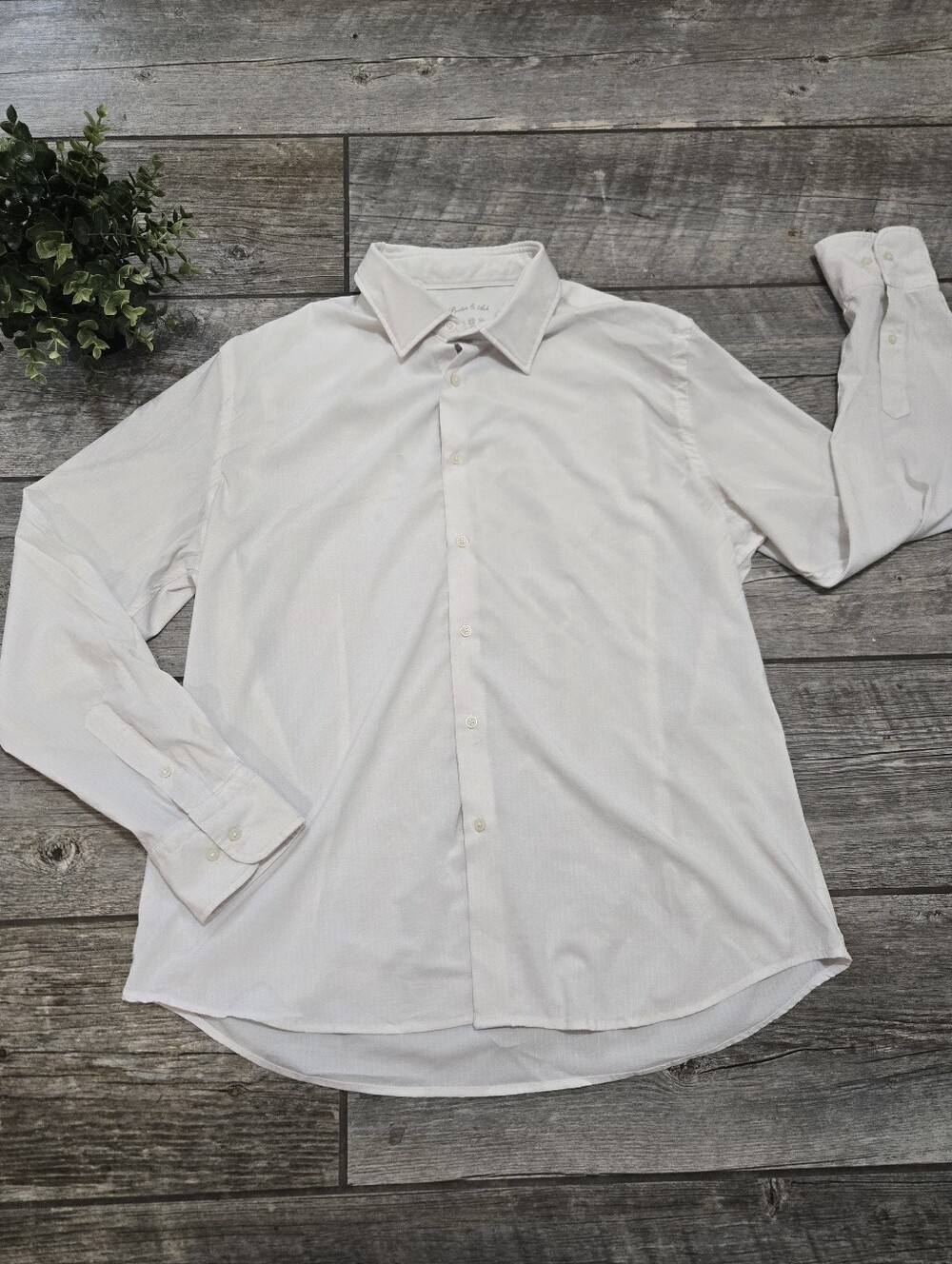 Porter & Ash Men's Long Sleeve Button-Down Modern Stretch White Shirt, X-Large